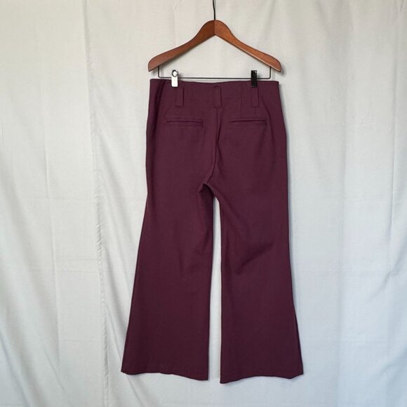 Anthropologie The Naomi Plum Ponte Knit High Rise Wide-Leg Flare Pants Size 14 - Picture 6 of 11